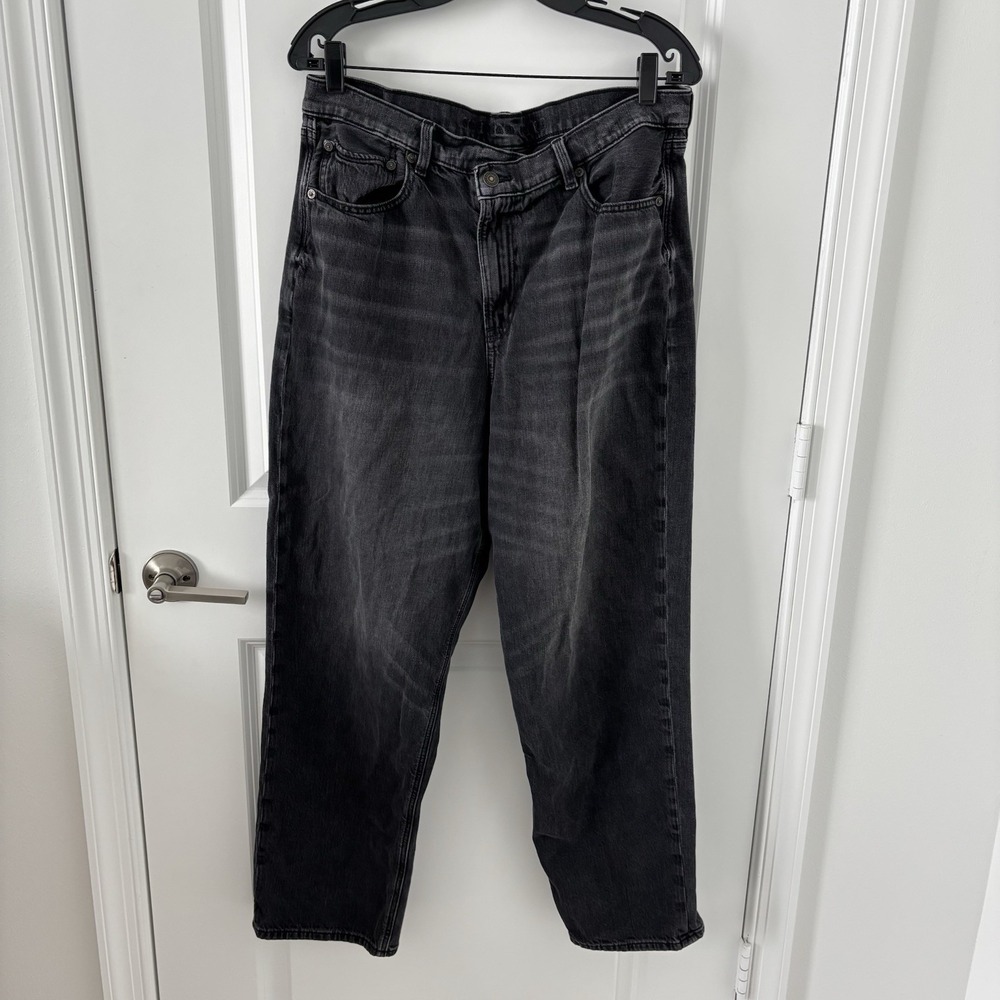 American Eagle Outfitters Jeans Women's 34x29 Black Strigid Wide Leg Denim Baggy